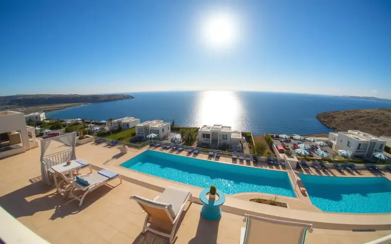 A family enjoys a sunny poolside moment at a Cyprus hotel, perfect for a relaxing vacation